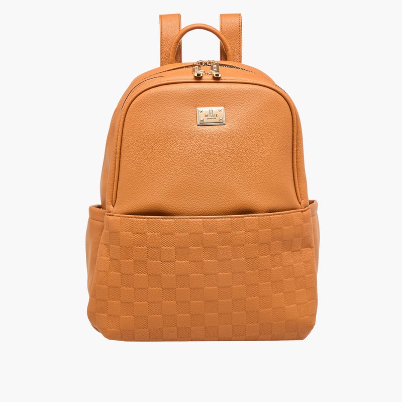 Bessie London Embossed Backpack with Adjustable Shoulder Straps and Zip Closure - 29x37x19 cms - Image 1